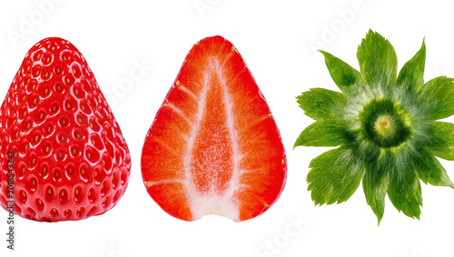 Картината върху платно Whole halved and strawberry plant close-up view