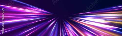 Φωτογραφία Virtual cyber space portal with blue pink lighting, swirling motion effects, dig