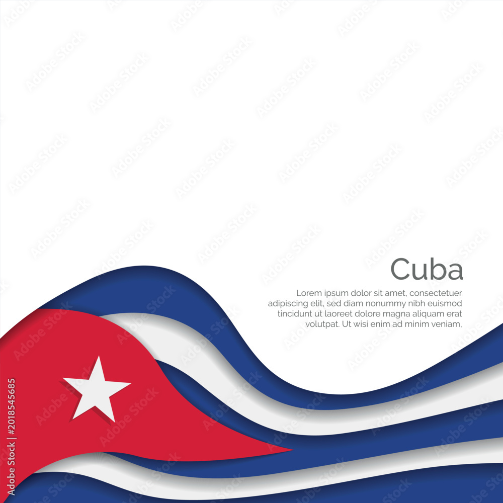Obraz premium Flag of Cuba. Paper Cut Style and Waving Design with Modern Presentation Layout.