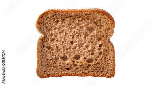 Konstfotografi Brown grainy whole wheat bread slice with irregular crust