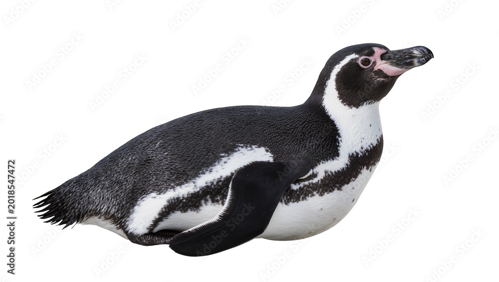 Obraz premium Black and White Magellanic Penguin Standing Profile View