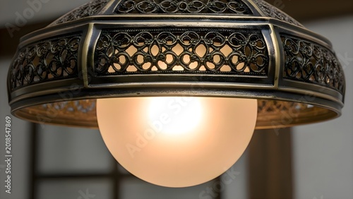 Electric light hanging from ceiling lamp fixture for functional domestic illumination and modern interior design in apartment