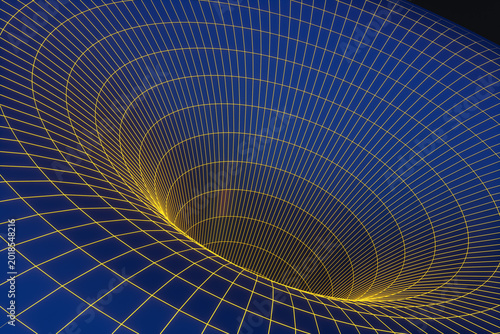 Foto Force of gravity, warp the three-dimensional space, wormhole, black hole, collapsar, bridge