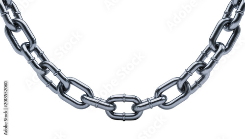 Tapety artystyczne Silver Metal Chain Link Segment Close-Up View