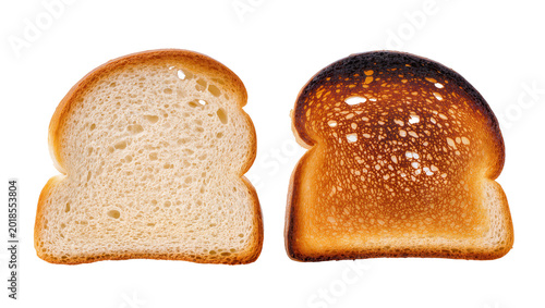 Foto Unbleached and Toasted Wheat Bread Slices Side by Side