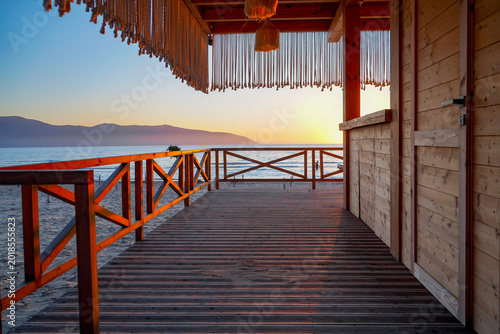 scenic seaview sunset from a beachbar in Vlora  ,Albania