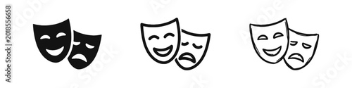 Принти на полотні Comedy and Tragedy Theater Mask Icons, Drama and Entertainment Performance Arts
