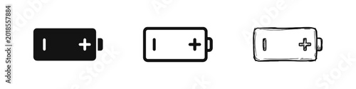 Foto Battery Icon with Polarity Symbols, Energy and Portable Power Symbol Set