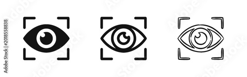 Fotografia Eye Scan Biometric Identification Icon Set, Retina Security Vision Recognition S