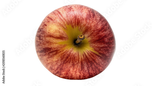 Foto Crimson striped apple with stem and calyx