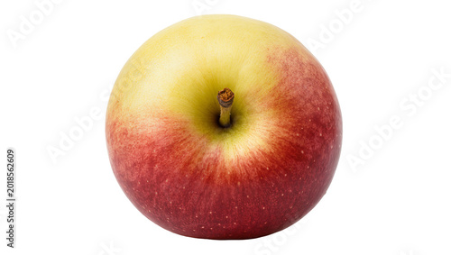 Schilderij op canvas Red Yellow striped Apple with Stem and Calyx