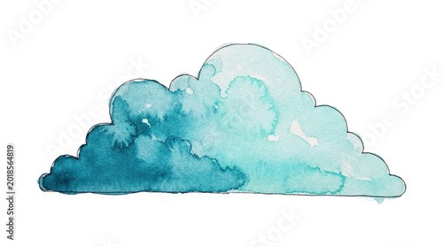 Photos Teal Watercolor Cloud on Black Background Illustration