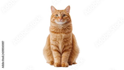 Fototapeta na wymiar Ginger tabby cat sitting attentively with focused gaze