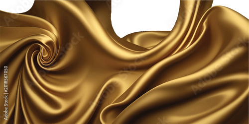 Fotografie Gold silk silky satin fabric elegant extravagant luxury wavy shiny luxurious shi