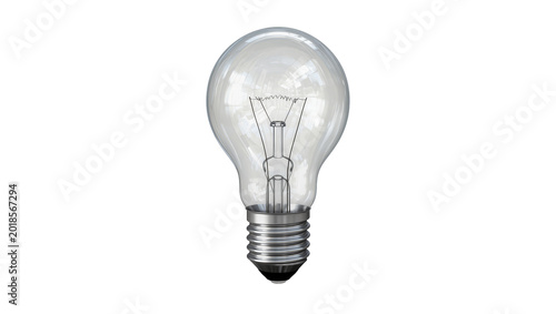 Tableau sur toile Clear incandescent lightbulb with metal screw base and filament