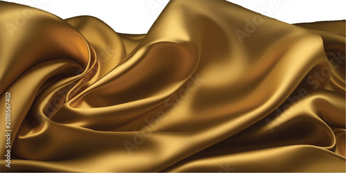 Fotografia A smooth golden silk fabric texture with luxury satin waves and elegant drapery