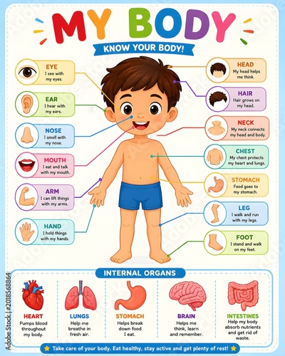Playful Cartoon Anatomy Icons and Body Parts
