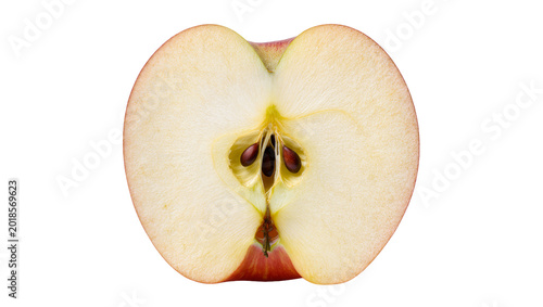 Foto Sliced Pink Apple with Seeds and Core Detail