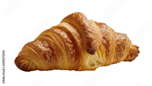 Foto Golden flaky baked croissant pastry with intricate layers