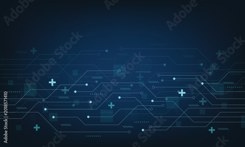 Bild auf Leinwand High tech technology geometric and connection system background with digital dat