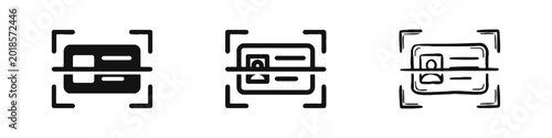 Canvastavla Identification Card Scanning Icons Set - Glyph, Outline and Hand Drawn Styles