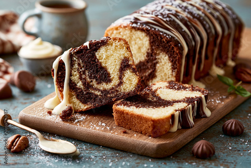 Homemade Marble Cake Dessert and Bakery Photography