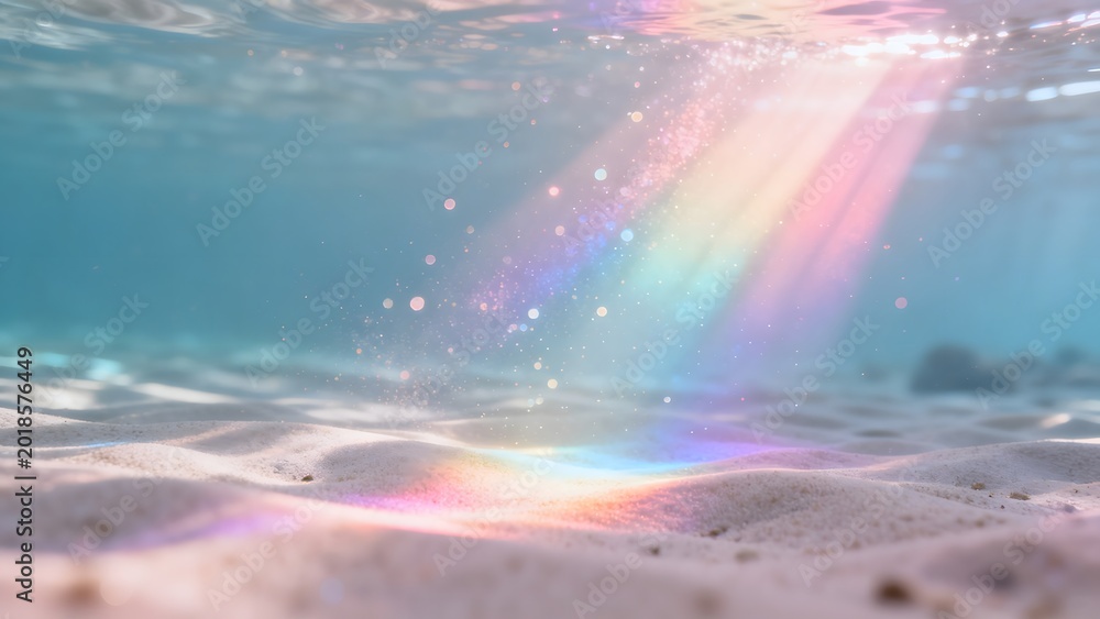 Naklejka premium Underwater sand with rainbow light