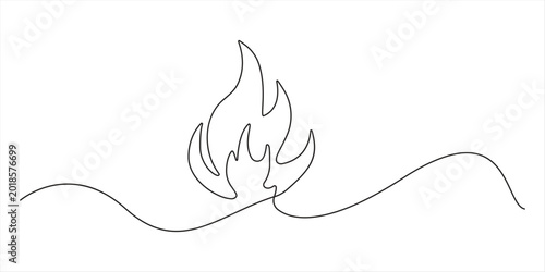 Obraz na płótnie Row of burning candles continuous line drawing