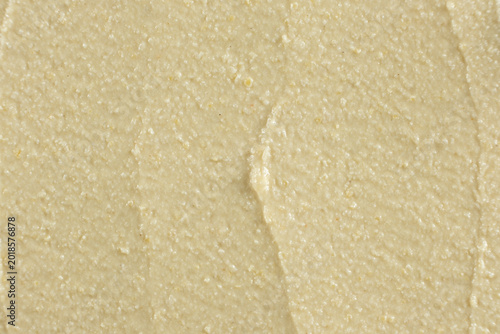 Bild auf Leinwand Macro texture of smooth creamy hummus top view