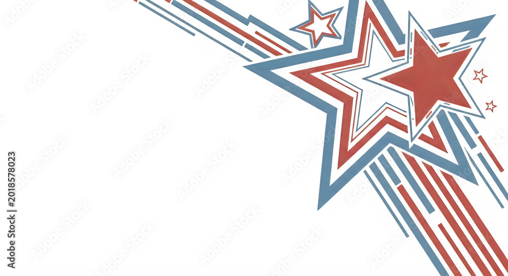 Obraz premium Bright patriotic starburst with red white and blue colors isolated on transparent background