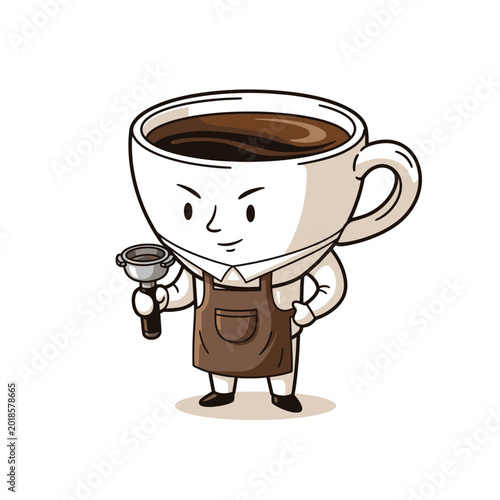 Canvastavla Cartoon coffee cup character with attitude.
