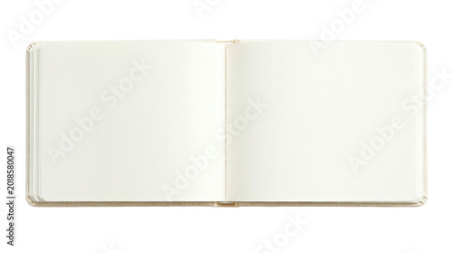 Tableau sur toile Open blank sketchbook with empty white pages, isolated on transparent background