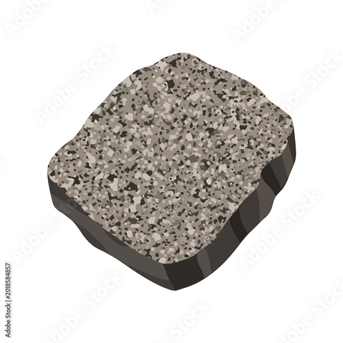 Grey granite paving stone block with textured surface
