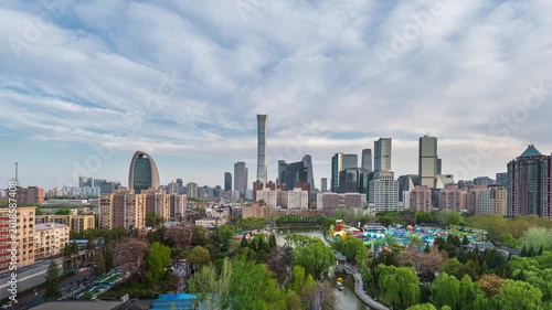 Beijing CBD Financial Center Skyline: Daytime to Nighttime Timelapse - A Modern Metropolis of Prosperity, A Landmark Landscape of Light and Shadow