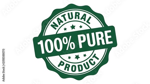 Natural product label, 100% pure seal, eco friendly stamp, green badge