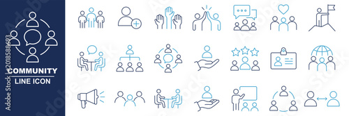 Fotografie Modern Community line icon set