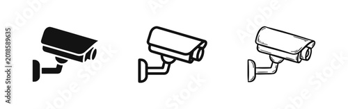 Tableau sur toile Security surveillance camera and CCTV icon set for monitoring and property prote