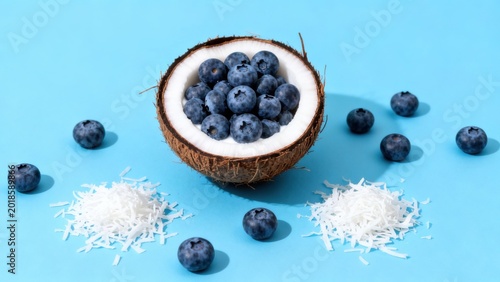 Coconut with blueberries and shredded coconut