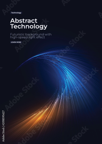 Futuristic Technology Abstract Background with Digital Blue Glow and Cyber Network Lines