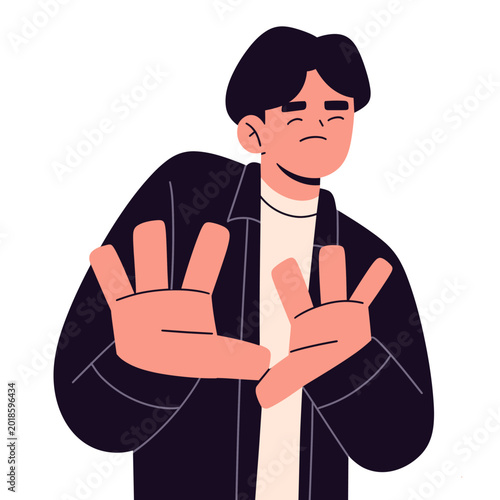Billede på lærred Flat illustration of people showing rejection, fear, discomfort, and refusal gestures