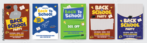 Foto Modern Back to School A4 flyer poster template bundle for school admission enrol