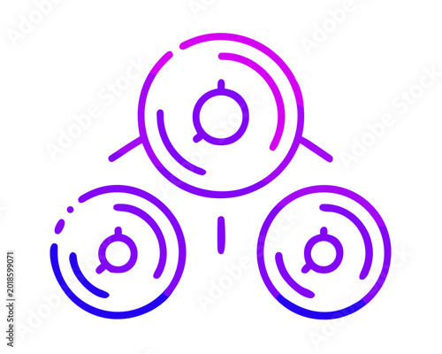Modern network connection vector icon with purple and blue gradient circles for technology design