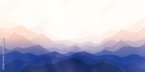 Tableau sur toile Sunrise in the mountains, ridges in the morning light, minimalistic landscape, v