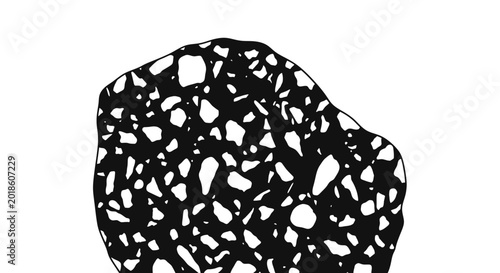 Minimalist black organic shape with white speckled terrazzo pattern