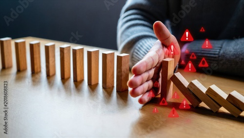 A conceptual risk control graphic illustrating crisis prevention, operational stability, strategic protection, problem interception, and safeguarding organizational processes from disruptions