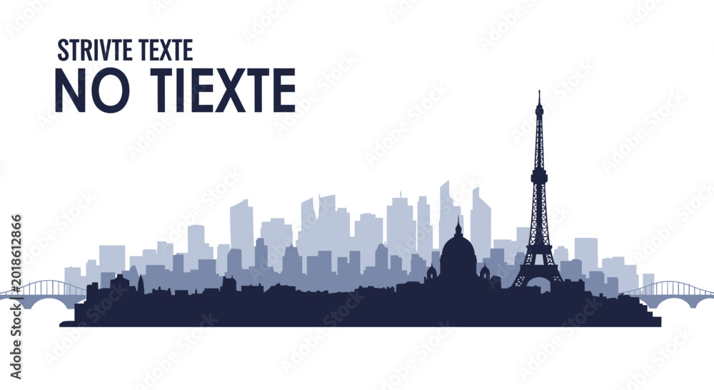 Obraz premium Paris City Skyline Silhouette with Eiffel Tower Landmark