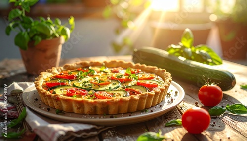 Mediterrane Gemüse-Tarte mit Zucchini, Tomaten und Kräutern