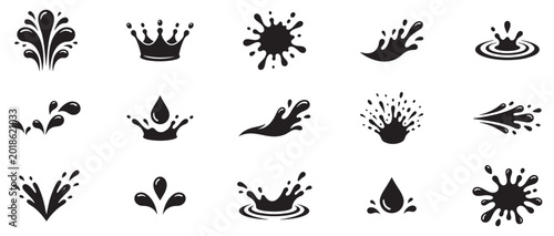 Fotografía Water splash and drop icon set