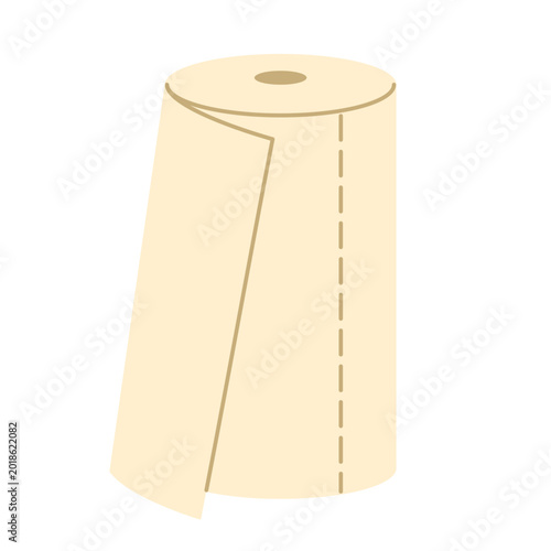 Paper towel roll flat vector illustration isolated on white background. Cleaning and hygiene concept for kitchen and home care