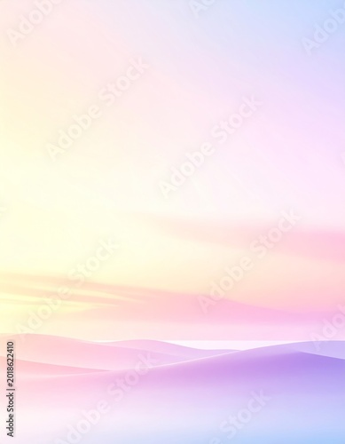 Soft Pastel Landscape with Gentle Waves and Warm Atmosphere